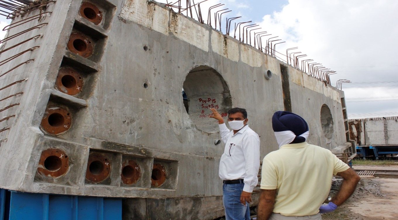 Oriental Structural Engineers uses OS8200 Concrete Test Hammer to check compressive strength of concrete for Badshahpur-Sohna Road Project