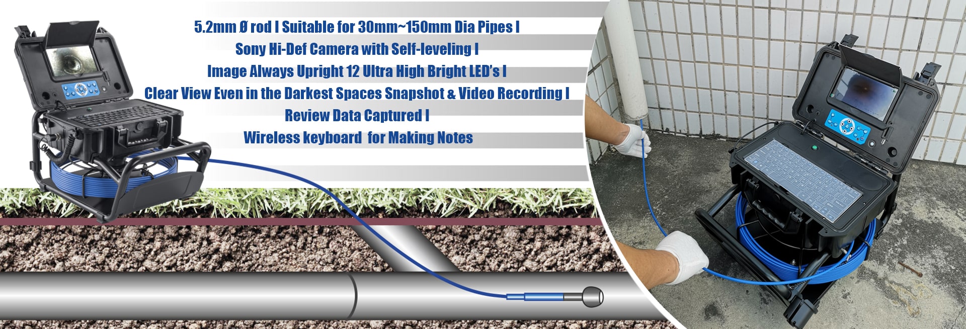 STANONE RPIC1 Ruggedized Industrial Video Drain-Pipe Inspection Camera 